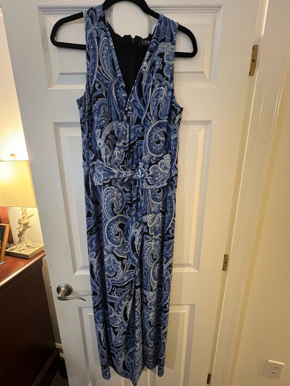 Lauren Ralph Lauren Blue Paisley Wrap-Style Maxi Dress